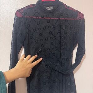 Marine Serre Moon Print Mesh Top